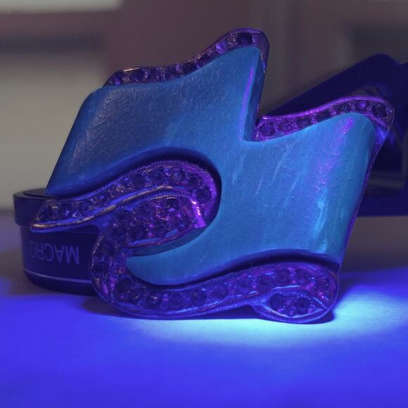 Vintage 1930s Art Deco Silver Tone Brooch w Rhinestones & Blue Galalith - Picture 13 of 14